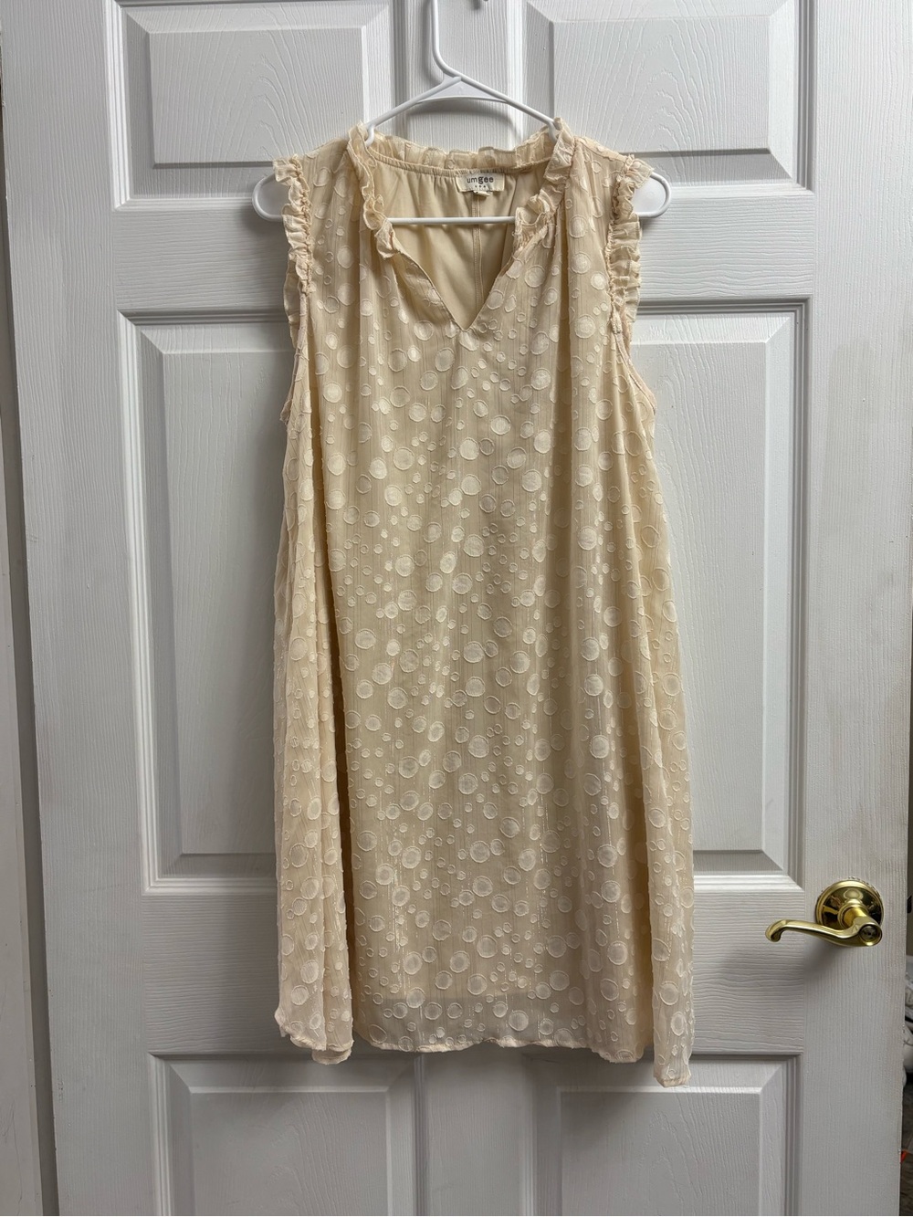 Women’s Umgee Cream & Gold Shimmer Flowy Boho Dress